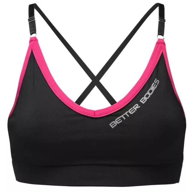 Better Bodies Cherry H.Short Top, Спортивный бюстгальтер черный с розовым