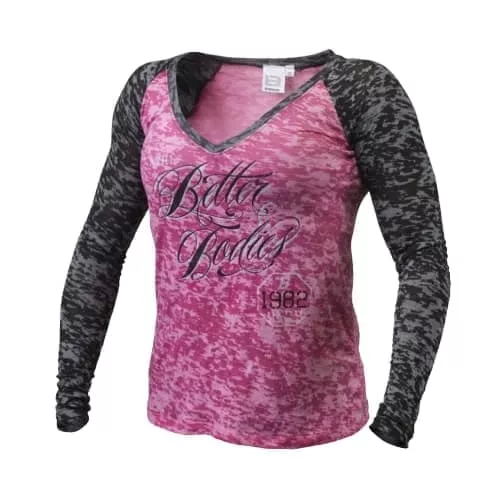 Better Bodies Burn out l/s, футболка с длинным рукавом, розовая с черным