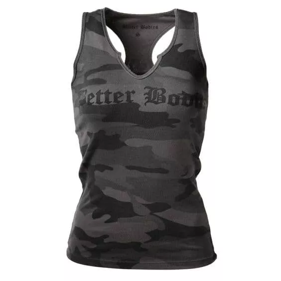 Better Bodies V-neck cut rib tank, женская майка серый камуфляж