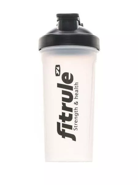 FitRule Шейкер классический с крючком (прозрачный черный лого+черная крышка)