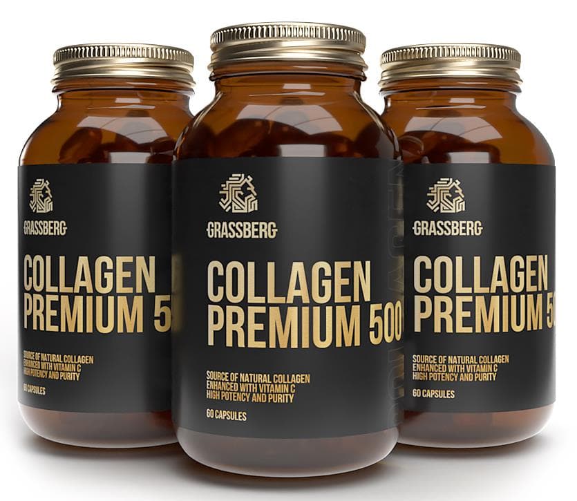 GRASSBERG Collagen Premium 500mg + Vit C 40mg 60 caps